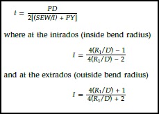 Code equation for minimum thickness requirement calculation